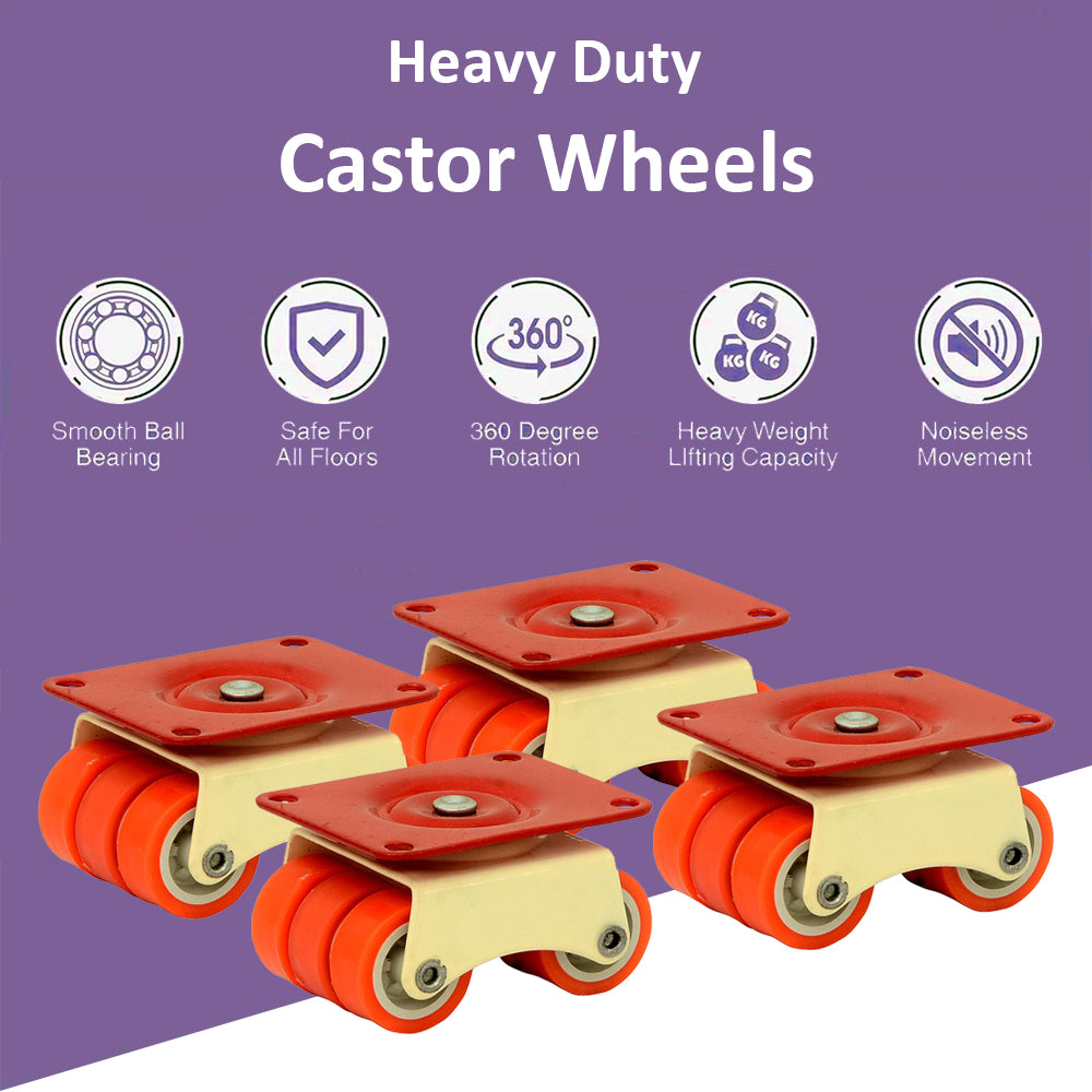 NB Crafted 360 Degrees Moving Caster Wheel with Bearing for Bed, furniture, Table, Trolley, Sofa, moving Heavy Duty Weight C apacity upto 500-600 Kg (Pack of 4)