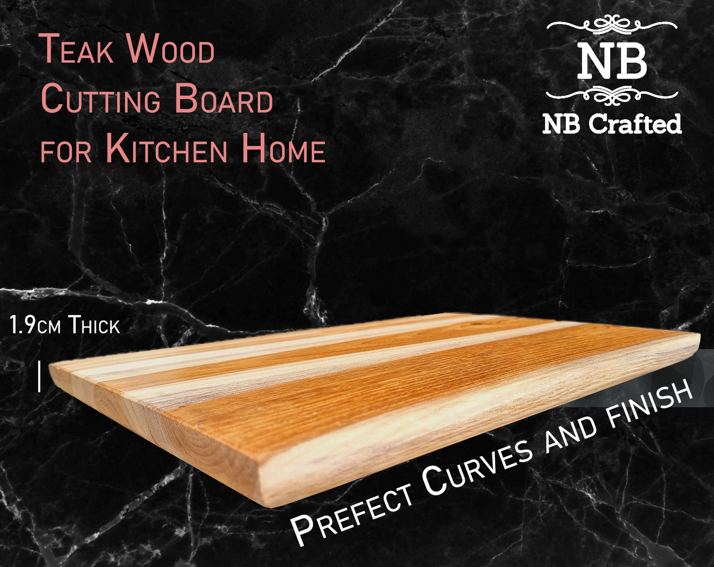 NB Crafted Teak Wood Cutting Board for Kitchen Home, Restaurants, Hotel Useful for Vegetable & Fruits Chopping Wood Block Size - 30 x 20 x 2 cm (Pack of 1)