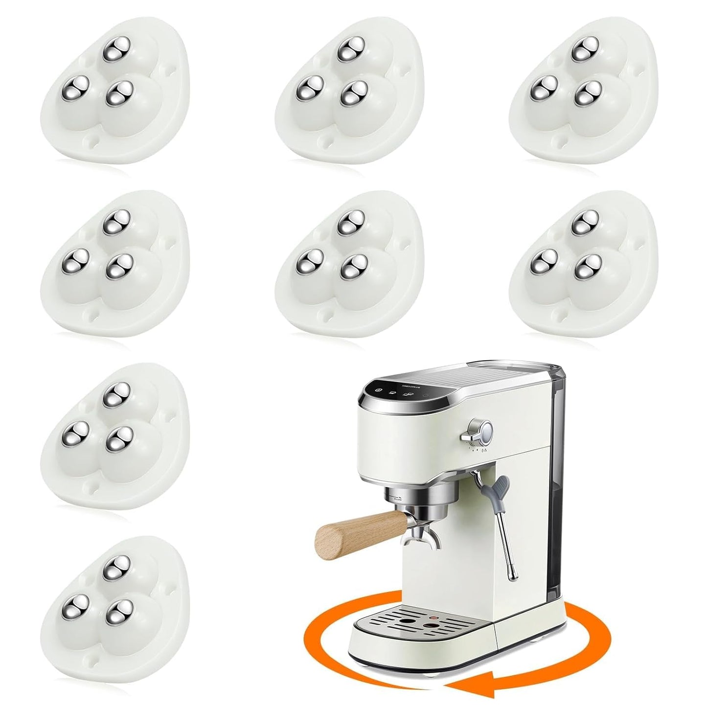 NB Crafted Self Adhesive Small Mini Caster Wheels - 360 Degrees Swivel Wheels for Furniture - Heavy Duty Steel Ball Caster, 200Kg Loading Capacity, Easy to Roller for Dining Table (Pack of 8)